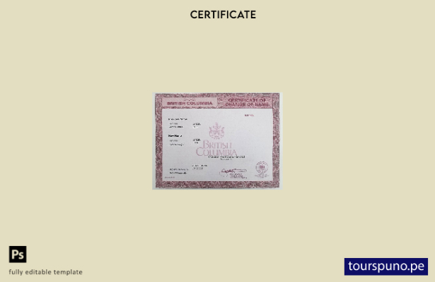 listo para imprimir plantilla de certificado de cambio de nombre de Canadá Colum